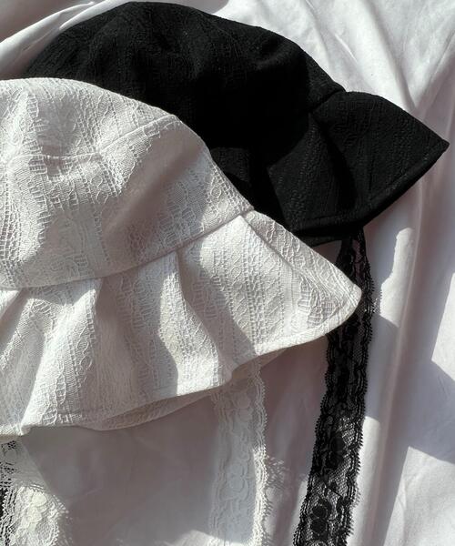 PHILLY（フィリー）の「レースフリルハット（ハット・レディース・ホワイト/ブラック・FREE）」の5枚目の写真