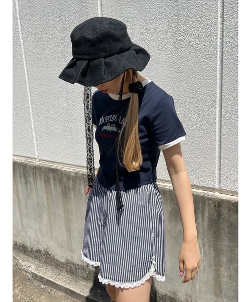 PHILLY（フィリー）の「レースフリルハット（ハット・レディース・ホワイト/ブラック・FREE）」の3枚目の写真