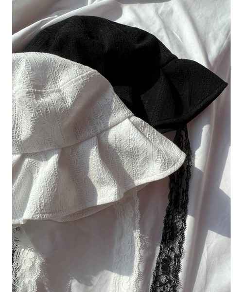 PHILLY（フィリー）の「レースフリルハット（ハット・レディース・ホワイト/ブラック・FREE）」の4枚目の写真