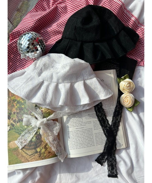 PHILLY（フィリー）の「レースフリルハット（ハット・レディース・ホワイト/ブラック・FREE）」の7枚目の写真