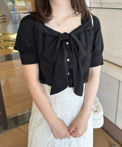 apres jour(アプレジュール)の「スクエアネックリボンブラウス【ZOZOTOWN限定アイテム】(シャツ/ブラウス・レディース・ブラック/オフホワイト/ブルー・X-LARGE/フリー)」の9枚目の写真