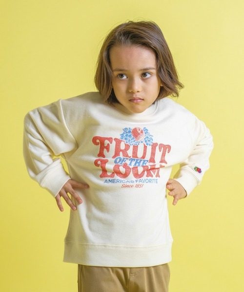 FRUIT OF THE LOOM（フルーツオブザルーム）の「KIDS CVC裏毛スウェットトレーナー / 長袖 / スウェット / 前面 / ロゴ / プリント / カジュアル / ユニセックス（スウェット・キッズ・ホワイト/レッド/グリーン・S/L/M）」の9枚目の写真