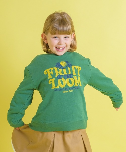FRUIT OF THE LOOM（フルーツオブザルーム）の「KIDS CVC裏毛スウェットトレーナー / 長袖 / スウェット / 前面 / ロゴ / プリント / カジュアル / ユニセックス（スウェット・キッズ・ホワイト/レッド/グリーン・S/L/M）」の12枚目の写真