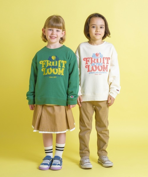 FRUIT OF THE LOOM（フルーツオブザルーム）の「KIDS CVC裏毛スウェットトレーナー / 長袖 / スウェット / 前面 / ロゴ / プリント / カジュアル / ユニセックス（スウェット・キッズ・ホワイト/レッド/グリーン・S/L/M）」の15枚目の写真