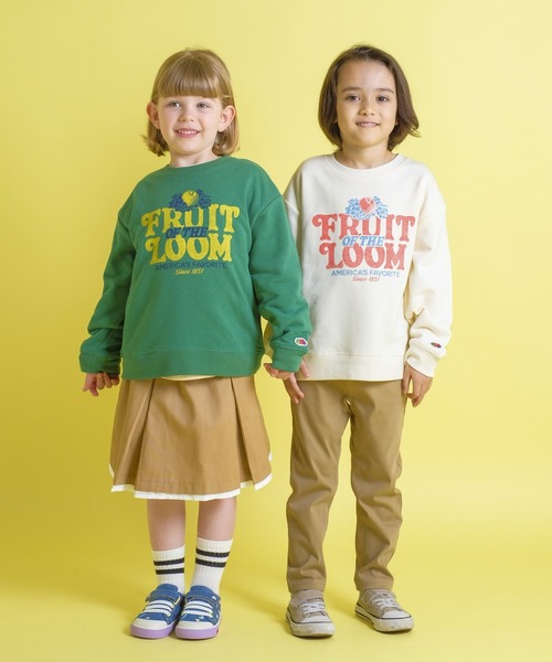 FRUIT OF THE LOOM（フルーツオブザルーム）の「KIDS CVC裏毛スウェットトレーナー / 長袖 / スウェット / 前面 / ロゴ / プリント / カジュアル / ユニセックス（スウェット・キッズ・ホワイト/レッド/グリーン・S/L/M）」の16枚目の写真