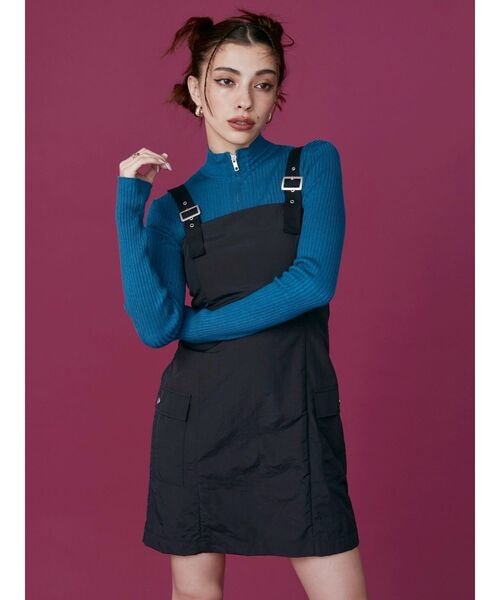 EVRIS（エヴリス）の「ジップタートルリブニットトップス（ニット/セーター・レディース・オレンジ/ホワイト/ブラック/ブルー・FREE）」の10枚目の写真