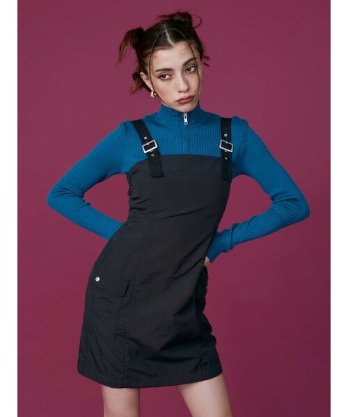 EVRIS（エヴリス）の「ジップタートルリブニットトップス（ニット/セーター・レディース・オレンジ/ホワイト/ブラック/ブルー・FREE）」の11枚目の写真