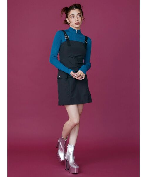 EVRIS（エヴリス）の「ジップタートルリブニットトップス（ニット/セーター・レディース・オレンジ/ホワイト/ブラック/ブルー・FREE）」の12枚目の写真