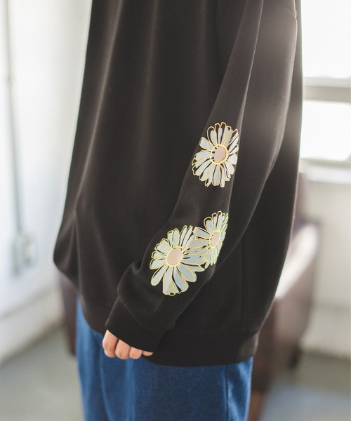 ATELANE ソフト ダンボールポンチ フラワー刺繍 プルオーバー M