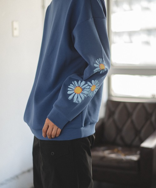 ATELANE ソフト フェイクスウェード フラワー刺繍 プルオーバー L セール】ATELANE フェイクスウェード フラワー 刺繍デザイン T