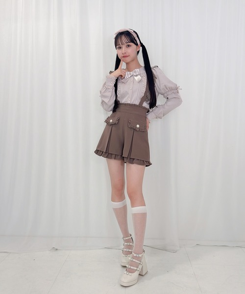 Honey Cinnamon（ハニーシナモン）の「レースフリルパフスリーブブラウス（シャツ/ブラウス・レディース・アイボリー/ピンク・FREE）」の7枚目の写真