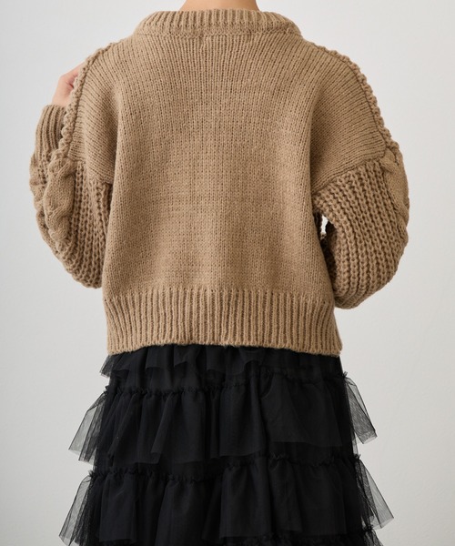 セール】ケーブル編みボリュームニットカーディガン（カーディガン