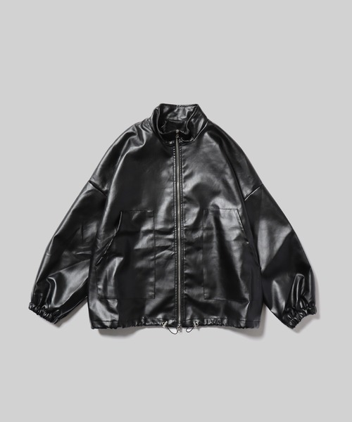 ROOPTOKYO(ループトウキョウ)の「Stand collar Leather blouson / スタンドカラー フェイクレザーブルゾン バルーンスリーブ(ブルゾン・レディース・アイボリー/ブラック・FREE)」の4枚目の写真
