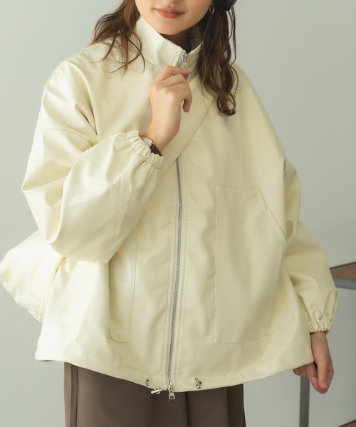 ROOPTOKYO(ループトウキョウ)の「Stand collar Leather blouson / スタンドカラー フェイクレザーブルゾン バルーンスリーブ(ブルゾン・レディース・アイボリー/ブラック・FREE)」の15枚目の写真