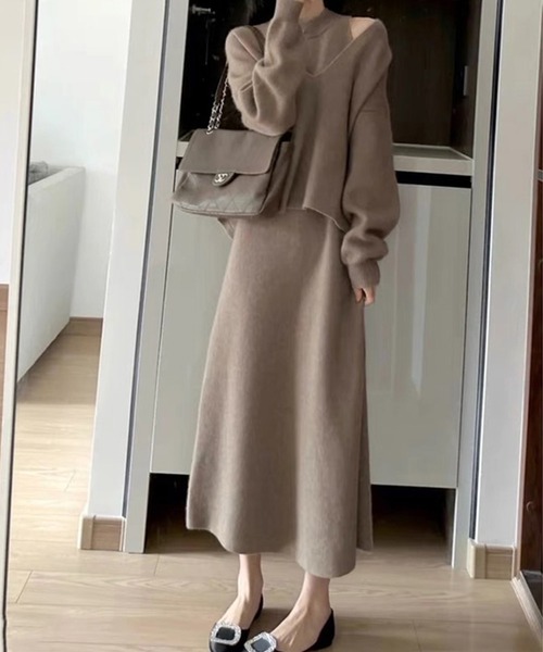 AMAJI（アマジ）の「アンサンブルプルオーバー×ワンピース（アンサンブル・レディース・ホワイト/ベージュ・MEDIUM/LARGE/X-LARGE）」の5枚目の写真