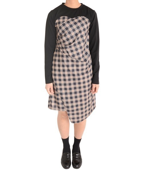 urge：（アージコロン ）の「【URGE：】胸元切替え ブロックチェック ワンピース（ワンピース・レディース・ブラウン・LARGE/SMALL/MEDIUM/X-LARGE）」の8枚目の写真