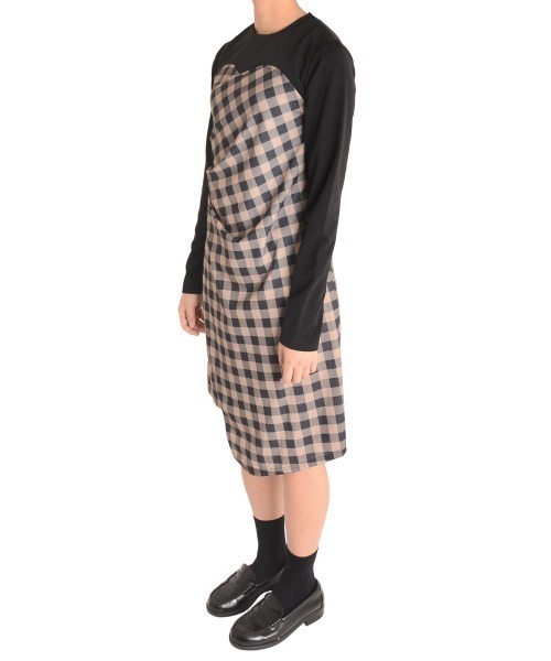 urge：（アージコロン ）の「【URGE：】胸元切替え ブロックチェック ワンピース（ワンピース・レディース・ブラウン・LARGE/SMALL/MEDIUM/X-LARGE）」の6枚目の写真