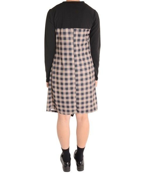 urge：（アージコロン ）の「【URGE：】胸元切替え ブロックチェック ワンピース（ワンピース・レディース・ブラウン・LARGE/SMALL/MEDIUM/X-LARGE）」の9枚目の写真