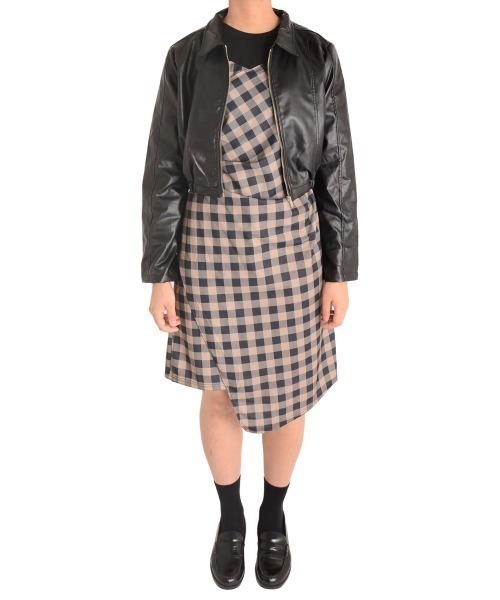 urge：（アージコロン ）の「【URGE：】胸元切替え ブロックチェック ワンピース（ワンピース・レディース・ブラウン・LARGE/SMALL/MEDIUM/X-LARGE）」の11枚目の写真