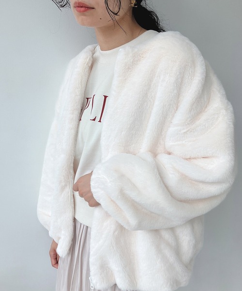 AS KNOW AS plus(アズノゥアズプラス)の「☆フェイクファーノーカラーブルゾン(ブルゾン)」 WEAR