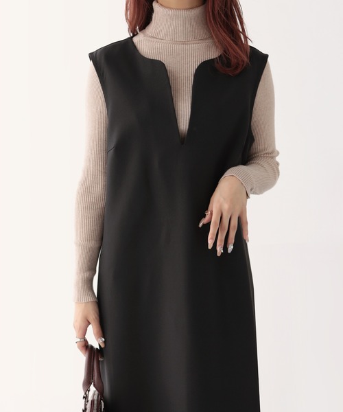 nouvellemoi（ヌーベルモイ）の「スキッパーロングジャンパースカート（ジャンパースカート・レディース・ブラック/ブルーグレー/ベージュ/ダークグリーン・M/L）」の5枚目の写真