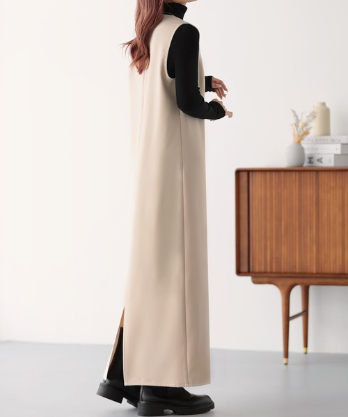 nouvellemoi（ヌーベルモイ）の「スキッパーロングジャンパースカート（ジャンパースカート・レディース・ブラック/ブルーグレー/ベージュ/ダークグリーン・M/L）」の8枚目の写真