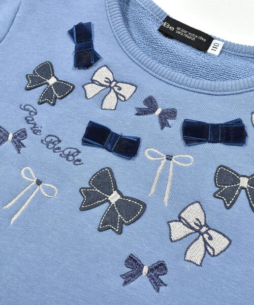 BeBe（ベベ）の「ベア裏毛リボントレーナー(80~150cm)（スウェット・キッズ・ブルー/パープル・120cm/110cm/150cm/140cm/100cm/130cm/90cm/80ｃｍ）」の12枚目の写真