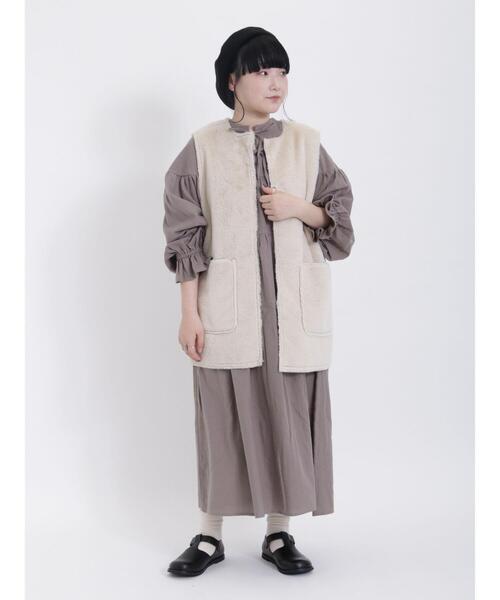 Samansa Mos2(サマンサ モスモス)の「前後着ティアードギャザーワンピース(ワンピース・レディース・ベージュ/キナリ/ネイビー/ブラック・F)」の22枚目の写真