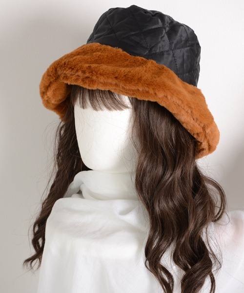 TONE SELECT GOODS（トーンセレクトグッズ）の「【float】リバーシブル フェイクファー キルティング バケットハット（ハット・レディース・アッシュブラウン/オフホワイト/ライトグレー/アイボリー/ブラック/ライトブラウン/ワインレッド/ベージュ・FREE）」の7枚目の写真