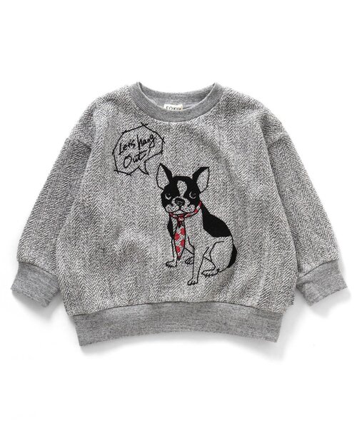 F.O.KIDS(エフオーキッズ)の「DOGモチーフトレーナー(スウェット・キッズ・ブラック/アイボリー/ミント/グレー・140/80/90/120/100/130/110)」の1枚目の写真