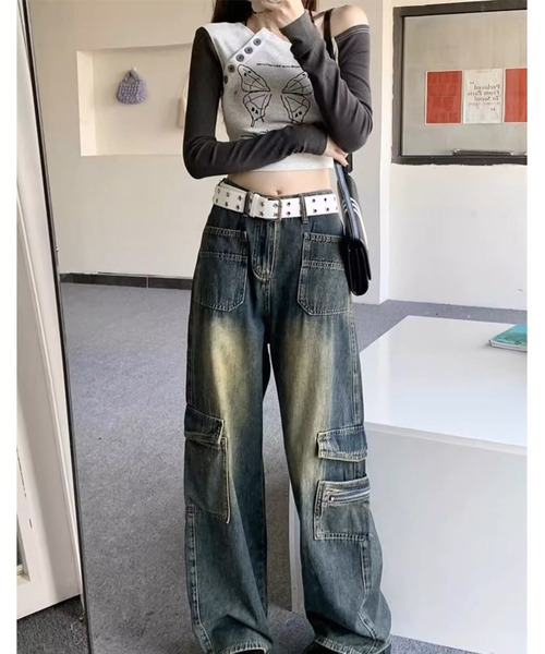 ason デニムパンツ AS KNOW ジーンズ デニム デニムパンツ後レースアップ ハイ