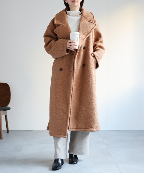 45r 圧縮ウール ロングコート tageechita（タジチタ）の「【tageechita】圧縮ウールスタンドカラー