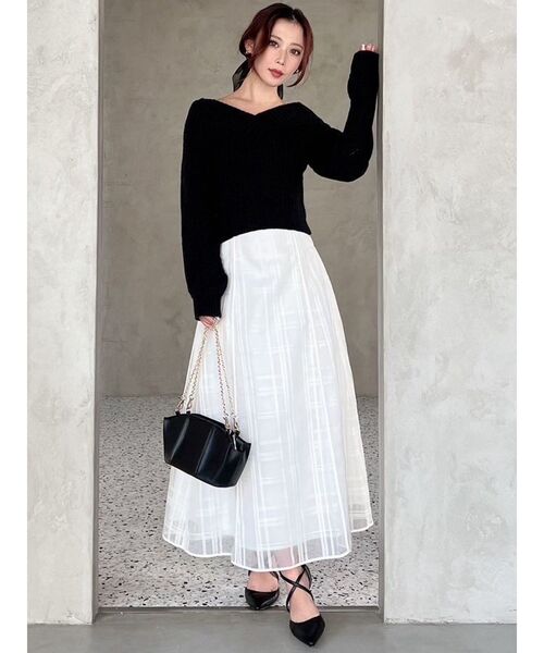 RESEXXY（リゼクシー）の「クロップドニット（ニット/セーター・レディース・アイボリー/ブラック/ピンク・FREE）」の8枚目の写真