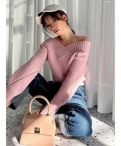 RESEXXY（リゼクシー）の「クロップドニット（ニット/セーター・レディース・アイボリー/ブラック/ピンク・FREE）」の11枚目の写真