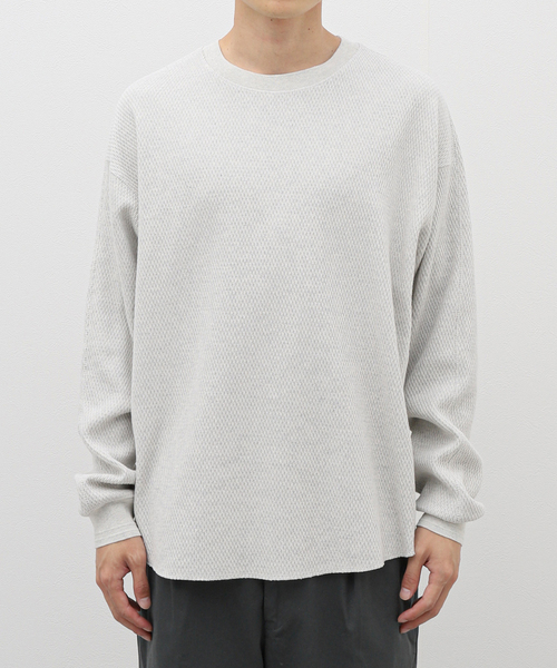 JOURNAL STANDARD relume（ジャーナルスタンダード　レリューム）の「ヘビーハニカム クルーネック（Tシャツ/カットソー・メンズ・アイボリー/ブラック/ホワイト/グレー・LARGE/MEDIUM）」の3枚目の写真