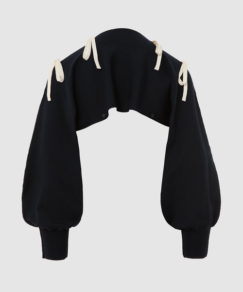 TAN（タン）の「MULTIWAY KNITTED BOLERO（カーディガン/ボレロ・レディース・ダークネイビー/ベージュ・FREE）」の5枚目の写真