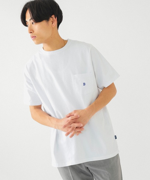 BEAMS(ビームス)の「BEAMS / Bロゴ ポケット Tシャツ(Tシャツ/カットソー・メンズ・グレー系その他/ネイビー/ホワイト・XL/L/M/S/XX-LARGE)」の7枚目の写真