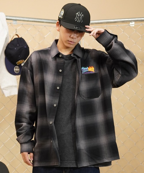 THRASHER（スラッシャー）の「【ムラサキスポーツ別注】THRASHER/スラッシャー 長袖シャツ ボックスシルエット オンブレチェック THM-24ASLSS01（シャツ/ブラウス・メンズ・ブラック系その他/グレー系その他・XL/M/L）」の3枚目の写真