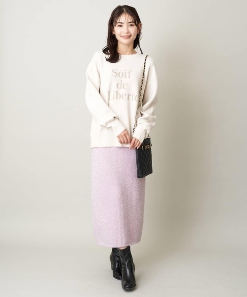 a.v.v(アーヴェヴェ)の「ラメフェザースカート(スカート・レディース・アイボリー/ライトピンク・40/36/38)」の6枚目の写真