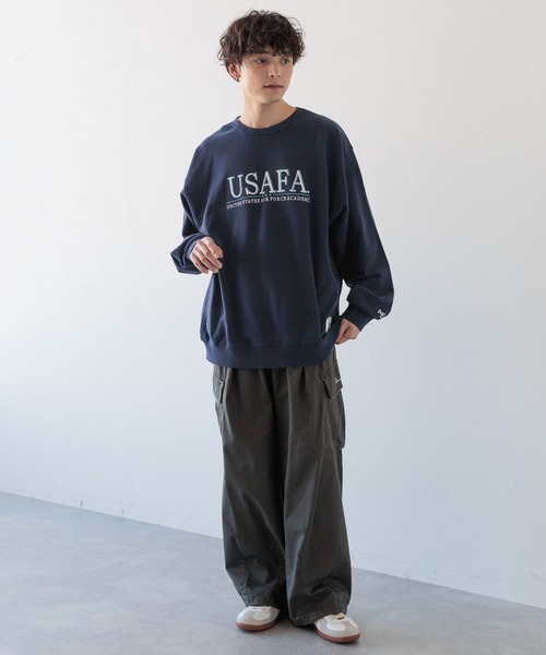 DISCUS（ディスカス）の「【DISCUS/ディスカス】別注/裏毛カレッジルーズスウェット（スウェット・メンズ・ネイビー/オフホワイト・MEDIUM/LARGE）」の5枚目の写真