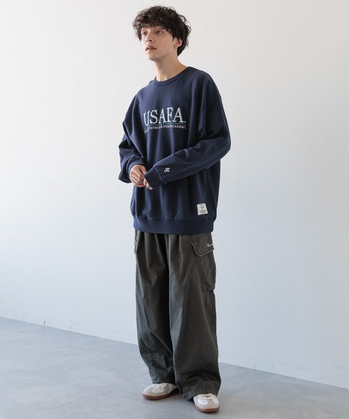 DISCUS（ディスカス）の「【DISCUS/ディスカス】別注/裏毛カレッジルーズスウェット（スウェット・メンズ・ネイビー/オフホワイト・MEDIUM/LARGE）」の6枚目の写真