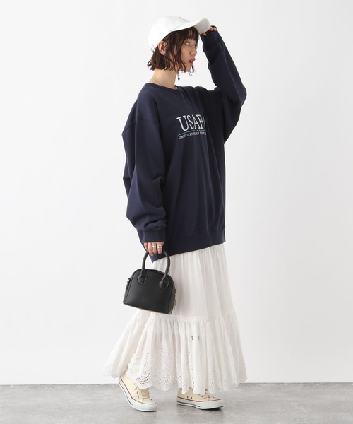 DISCUS（ディスカス）の「【DISCUS/ディスカス】別注/裏毛カレッジルーズスウェット（スウェット・メンズ・ネイビー/オフホワイト・MEDIUM/LARGE）」の8枚目の写真