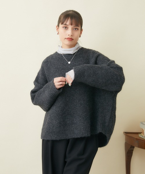 SUGAR ROSE(シュガーローズ)の「SUGAR ROSE ヘアリーオーバーニット(ニット/セーター・レディース・カーキ/チャコールグレー/ブルー・FREE)」の19枚目の写真