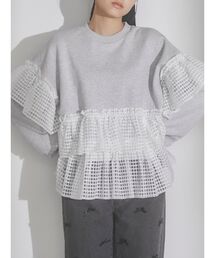 merry jenny | checkチュールフリルトレーナー(スウェット)