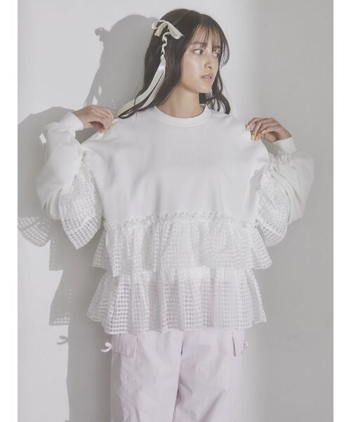 merry jenny チュールハーフZIPスウェット merry jenny（メリージェニー）の「チュールハーフZIPスウェット