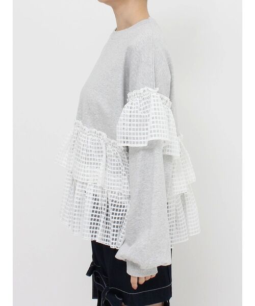 merry jenny（メリージェニー）の「checkチュールフリルトレーナー（スウェット・レディース・グレー/ピンク/オフホワイト・FREE）」の8枚目の写真