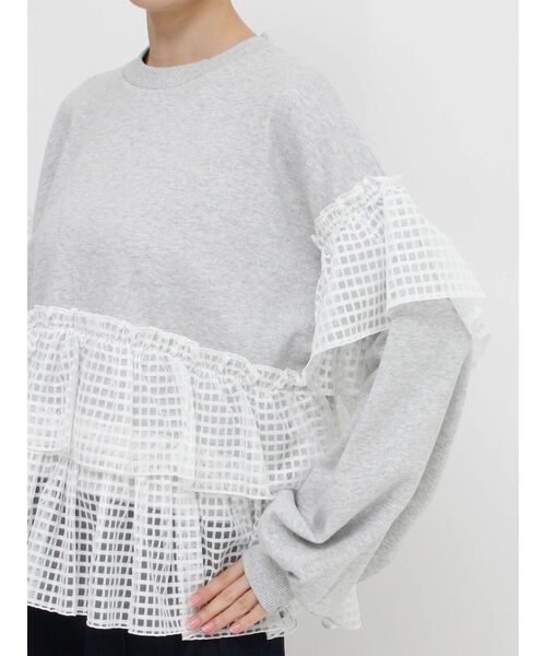 merry jenny（メリージェニー）の「checkチュールフリルトレーナー（スウェット・レディース・グレー/ピンク/オフホワイト・FREE）」の11枚目の写真