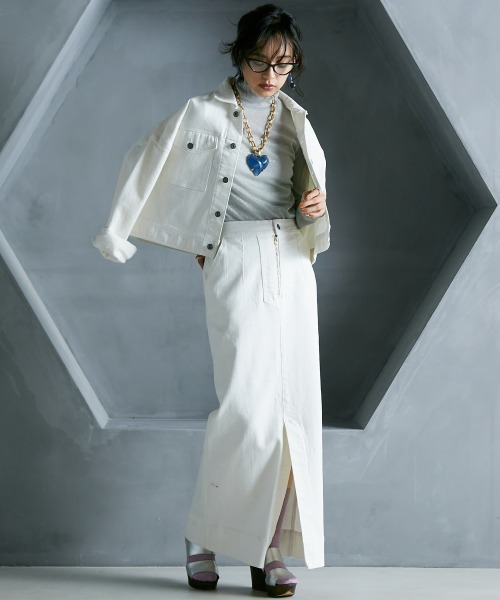 GEVS.（ジェイヴィス）の「＜大きいサイズ＞ ワイドシルエットショート丈デニムジャケット GEVS.（デニムジャケット・レディース・ブラック系/ホワイト系・L～LL/3L～4L/5L～6L）」の13枚目の写真