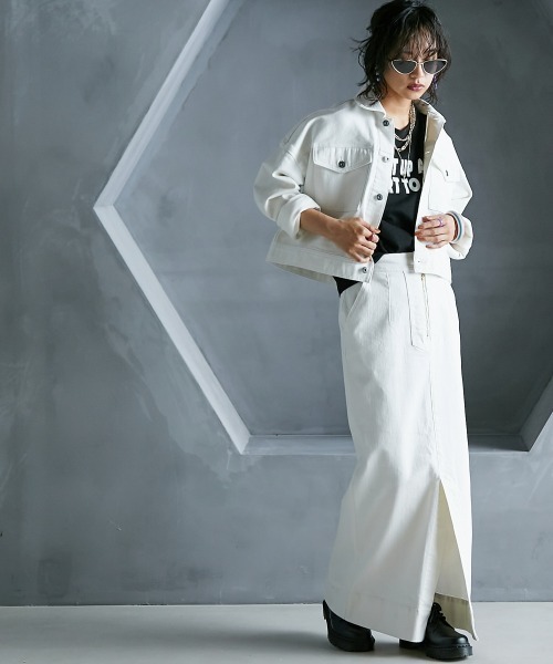 GEVS.（ジェイヴィス）の「＜大きいサイズ＞ ワイドシルエットショート丈デニムジャケット GEVS.（デニムジャケット・レディース・ブラック系/ホワイト系・L～LL/3L～4L/5L～6L）」の11枚目の写真