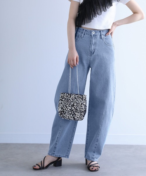 n'OrLABEL（ノアールレーベル）の「『カーブシルエットデニム』（デニムパンツ・レディース・インディゴブルー/ブラック/ワンウォッシュ・M/S/LL/L）」の8枚目の写真